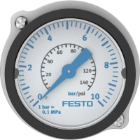 Festo Pressure Gauge, gas/fluids, flanged, 0-10 bar, sz 40, G 1/4, ABS/SAN