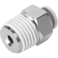 Festo Push-in Connector, 1 Port NPT 1/8-27 Thread & 1 Port 1/4" OD tube, Gray ring