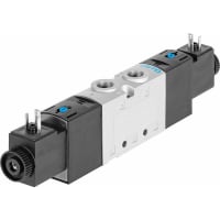 Festo Double Solenoid Valve, 24VDC, 1300L/min, 5/2, 1/4NPT, 594913, VUVS-L Series