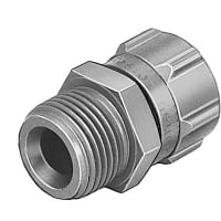 Festo Fitting, L, zinc, G 1/8 Plug Thread, 6mm ID barbed conn w/nut