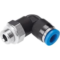 Festo Push-in 90 deg Connector, 1 Port G 1/8 Thread & 1 Port 6mm OD tube, Blue ring