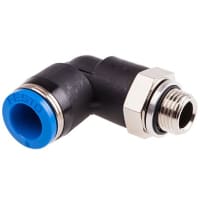 Festo Push-in 90 deg Connector, 1 Port G 1/8 Thread & 1 Port 8mm OD tube, Blue ring