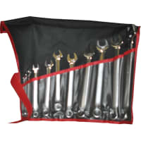 Allied Tools Wrench Set, Combo, 1/4in. to 7/8in., 11-Pcs SAE, Alloy Steel