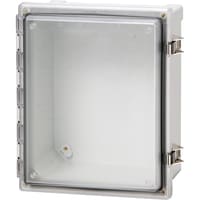 Fibox PC Enclosure, 10" Wide x 6" Deep x 12" High, Hinged Clr Cvr, SS Latch, Knockouts