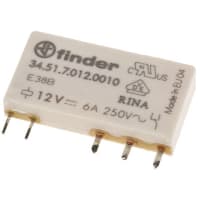 Finder Slim Electromechanical Relay, SPDT, 6A, 12VDC, PCB Terminal, 34 Series