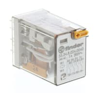 Finder General Purpose Relay, 4PDT, 7A, 24VAC, Plug-In Terminal, 55 Series