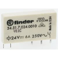 Finder Slim Electromechanical Relay, SPDT, 6A, 5VDC, PCB Terminal, 34 Series