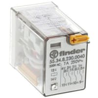 Finder Non-Latching Relay, 4PDT, 7A, 230VAC, Plug-In Terminal, 55 Series