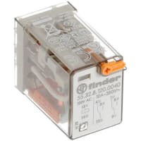 Finder Ind. Plug-In Relay, 4PDT 7A, 120V AC coil, AgNi contact, LED