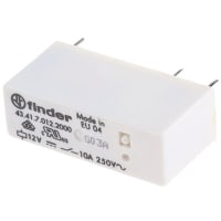 Finder SPDT PCB Mount Non-Latching Relay Through Hole, 10 A, 12V dc, 43 Series