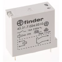 Finder SP-NO PCB Mount Non-Latching Relay Tab, 24V dc