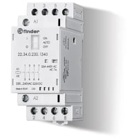 Finder Modular Contactor, 4PST-NO 25A, 120V AC/DC Coil, LED & mech. Indicator