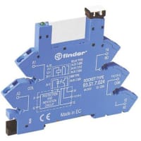 Finder Relay Socket, DIN, 12-24Vac/dc, screwless term