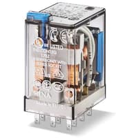 Finder Ind. Plug-In Relay, 3PDT 10A, 120V AC coil, AgNi contact, LED