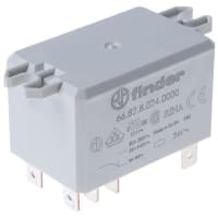 Finder DPDT Flange Mount Non-Latching Relay Tab, 10 (NC) A, 30 (NO) A, 24V ac