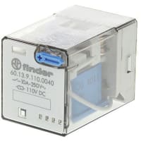 Finder 3PDT Plug In Non-Latching Relay Round Pin, 10 A, 110V dc