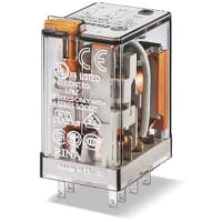 Finder Ind. Plug-In Relay, DPDT 10A, 24V DC coil, AgNi contact, LED & diode