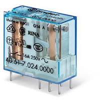 Finder PCB/Plug-In Relay, SPST-NO 16A, 24V DC coil, AgSnO2 contact, wash tight