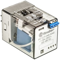 Finder DPDT Plug In Non-Latching Relay Round Pin, 10 A, 48V dc