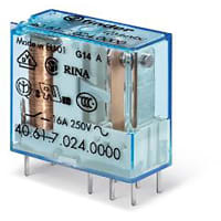 Finder PCB/Plug-In Relay, SPDT 16A, 24V DC coil, AgCdO contact, wash tight