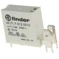 Finder SP-NO PCB Mount Non-Latching Relay Through Hole, 16 A, 12V dc