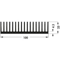 Fischer Heatsink, 2K/W, 100 x 100 x 25mm