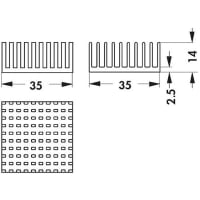 Fischer Heatsink, PGA, 9.6K/W, 35 x 35 x 14mm, Adhesive Foil, Conductive Foil Mount