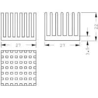 Fischer Heatsink, BGA, 13.5K/W, 27 x 27 x 22mm, Adhesive Foil, Conductive Foil Mount