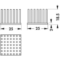 Fischer Heatsink, PGA, 5.2K/W, 25 x 25 x 18.5mm, Adhesive Foil, Conductive Foil Mount