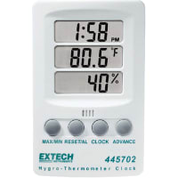 FLIR Commercial Systems, Inc. - Extech Division Hygro-Thermometer, Mounted/Bench, -10 to 60C, Clock Display, 445 Series