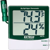 FLIR Commercial Systems, Inc. - Extech Division Hygro-Thermometer, Mounted, -10 to 60C, 18 in Extendable Probe, Big Digit Series