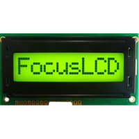 Focus Display Solutions Displays LCD Character Module 8x1 STN Yelloe Green Transflective 5V XBC Series