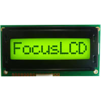 Focus Display Solutions Displays LCD Character Module 8x1(79x36) STN Ylw/Grn Transflective 5VLED