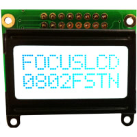 Focus Display Solutions Displays LCD Character Module XBC Series 8x2 FSTN Black Transflective 5VLCD