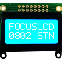 Focus Display Solutions Displays LCD Character Module XBC Series 8x2 STN Blue Transmissive 5VLCD