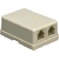 GC Electronics DUAL MODULAR SURFACE JACK 4 CONDUCTOR IVORY