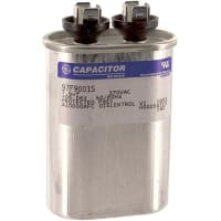 Genteq Motor Run Capacitor, Oval, 7.5uF, 6% Tolerance, 370 Volts, 97F Series