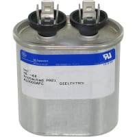 Genteq Capacitor, Polypro Metallized, 5 uF, Tol 6%, 370 AC, QC, Motor Run, Oval