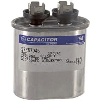 Genteq Capacitor, Polypro Metallized, Cap 4 uF, Tol 6%, 370 AC, QC, Motor Run, Oval