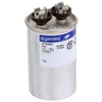 Genteq Capacitor, Polypro Metallized, 25 uF, Tol 6%, 370 AC, QC, Motor Run, Rnd