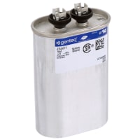 Genteq Capacitor, Polypro Metallized, Cap 10 uF, Tol 6%, Vol-Rtg 660 AC, QC, GP, Oval