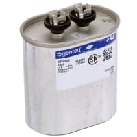 Genteq Capacitor, Polypro Metallized, Cap 20 uF, Tol 6%, 370 AC, QC, Motor Run, Oval