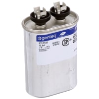 Genteq Capacitor, Polypro Metallized, Cap 12.5 uF, Tol 6%, 370 AC, QC, Motor Run, Oval