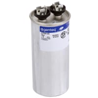 Genteq Capacitor, Polypro Metallized, 40 uF, Tol 6%, 370 AC, QC, Motor Run, Rnd