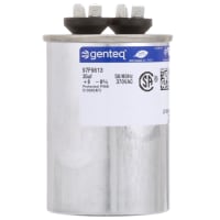 Genteq Capacitor, Polypro Metallized, 35 uF, Tol 6%, 370 AC, QC, Motor Run, Rnd