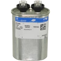 Genteq Capacitor, Polypro Metallized, Cap 7.5 uF, Tol 6%, 440 AC, QC, Motor Run, Oval