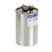 Genteq Capacitor, Polypro Metallized, Cap 55 uF, 5 uF, Tol 6%, 370AC, QC, Rnd, Dual Rtg