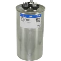 Genteq Capacitor, Polypro Metallized, Cap 80 uF, Tol 6%, 370 AC, QC, Motor Run, Rnd