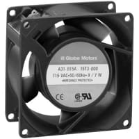 Globe Motors AC Fan, 115V, 80x80x38mm, 32CFM, 7/9W, 38dBA, 2700/3200RPM, Terminals