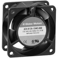 Globe Motors AC Fan, 115V, 60x60x30mm, 10CFM, 4/3.8W, 29dBA, 2350/300RPM, Wire Leads